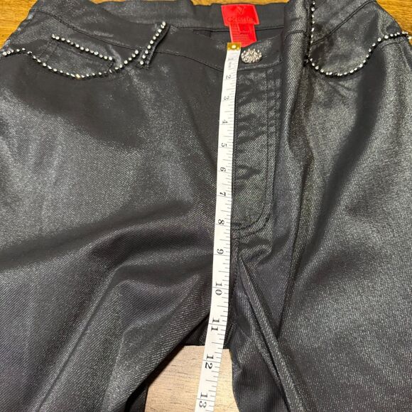 V CRISTINA Set XL Blazer Pants Denim Look Black Shimmer Western Rodeo Chic - Picture 13 of 15